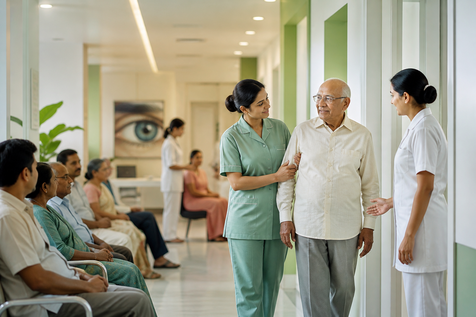 Aravind makes the value chain memorable because access begins before the patient reaches the operating room.